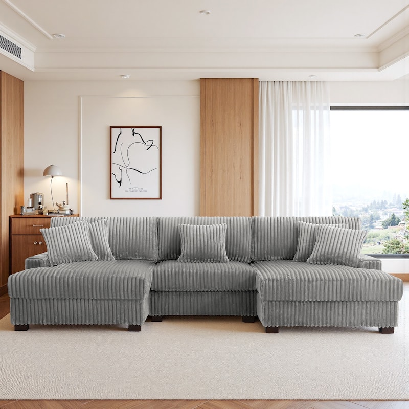 118.4"W Plush Modular Sectional Sofa with Pillows