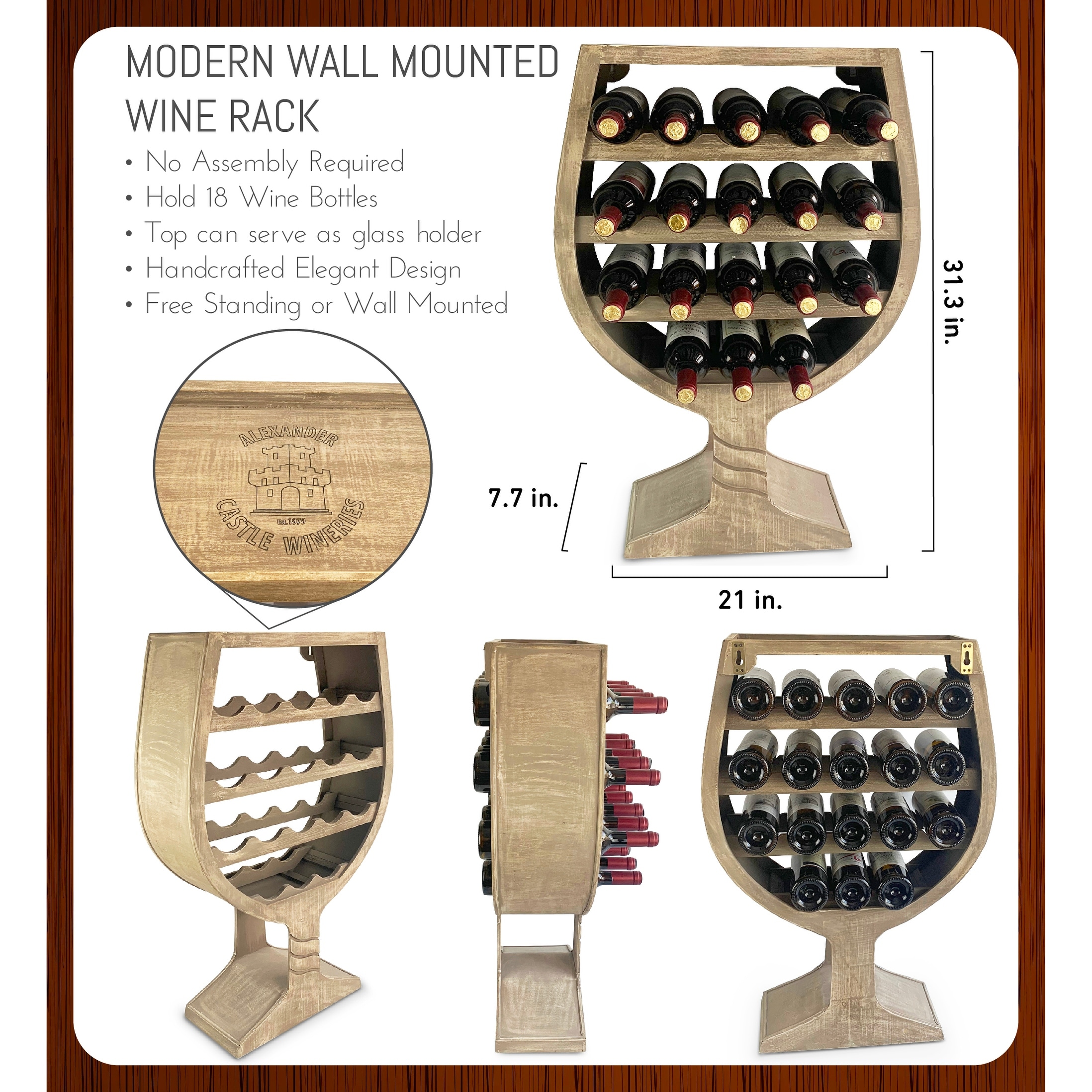 Wine glass deals shaped wine rack