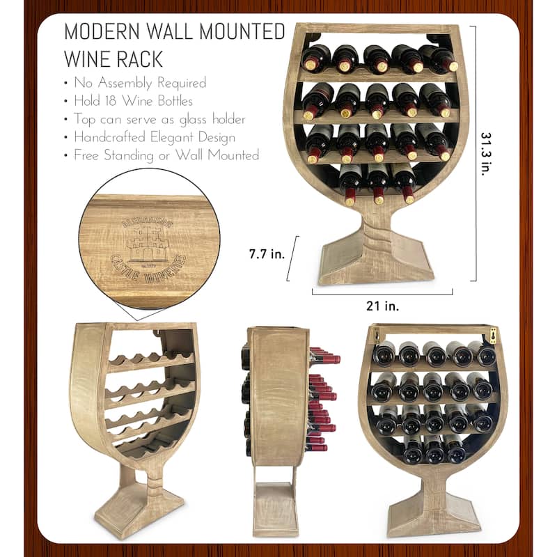 CoTa Global Modern Wine Glass Shaped Wall Mounted Wine Rack - 21 x 7.7 x 31.3 inches