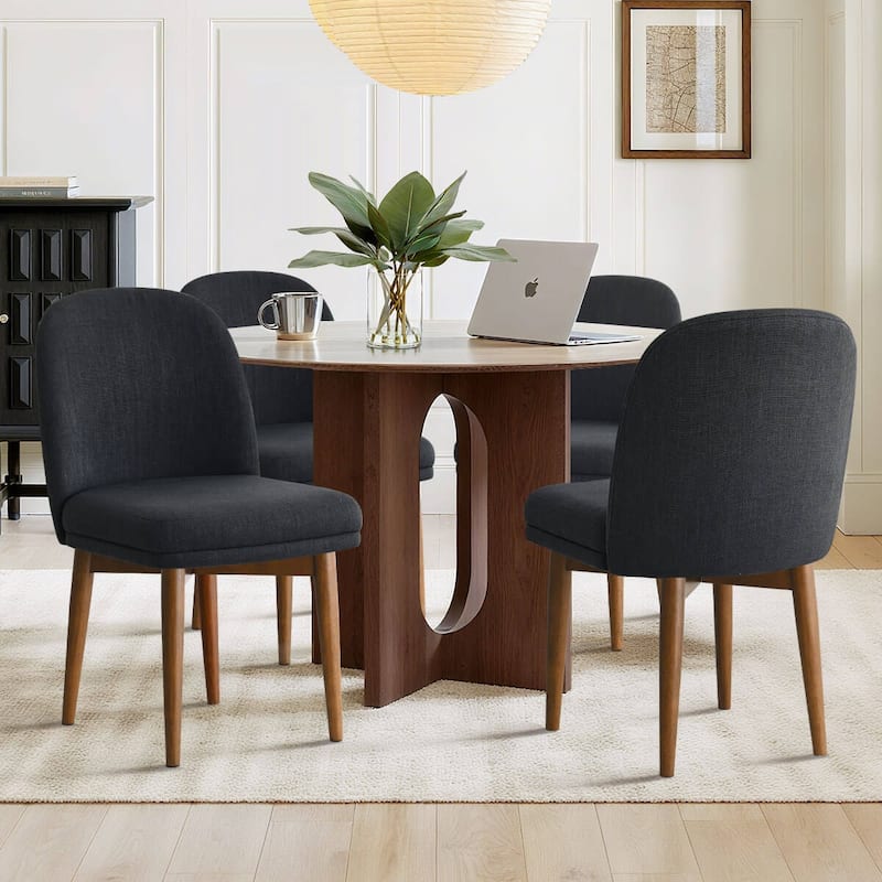 Linen Upholstered Parson Chair(Set of 4) - Black