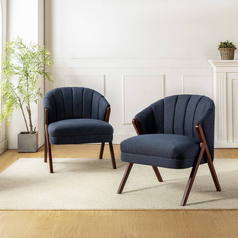 Vivian Mid-century Barrel Chair with a Scalloped Back Set of 2 by HULALA HOME