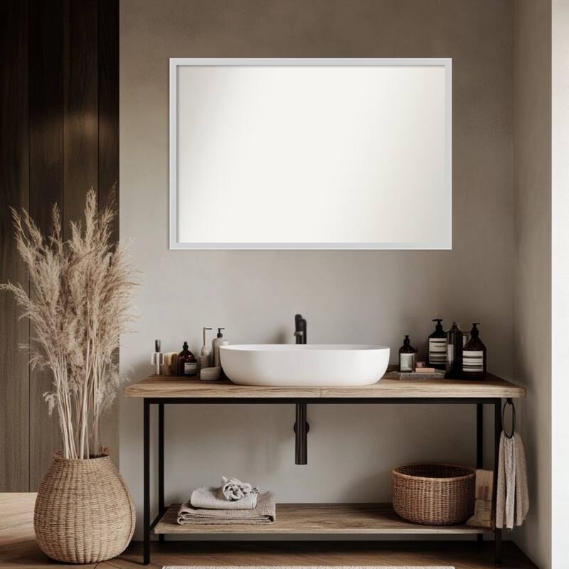Incline Non-Beveled Wood Framed Bathroom Vanity Wall Mirror