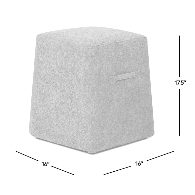 Oliver 16" Tapered Square Fleeced Teddy Boucle Upholstered Ottoman