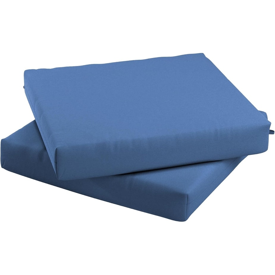 18x18 Inch Frost Blue Outdoor Chair Cushion with Memory Foam, Waterproof Fabric, and Ties