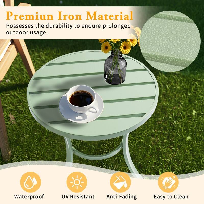 Metal Outdoor Round Side Table, Patio Coffee Bistro Table for Indoor Outdoor