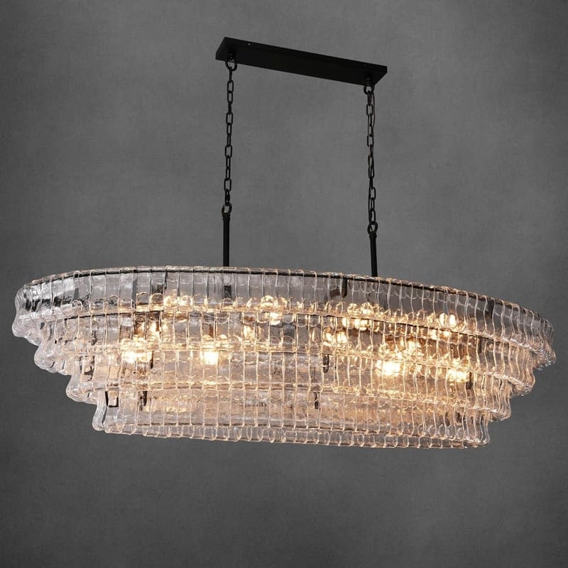 KAYLA 36in-67.4 in. 6-Lights Gold Crystal Drum Chandelier