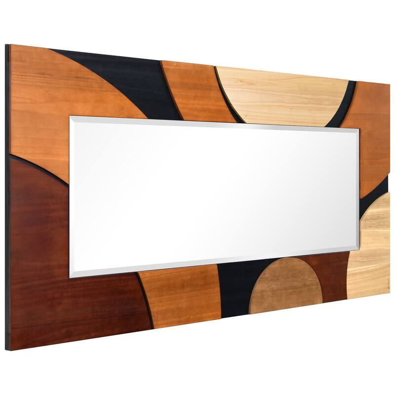 Geometric Blocks Hand Made Solid Paulownia Wood Beveled Leaner Mirror
