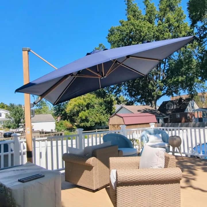 PURPLE LEAF 11ft Wood Grain Premium Patio Cantilever Umbrella