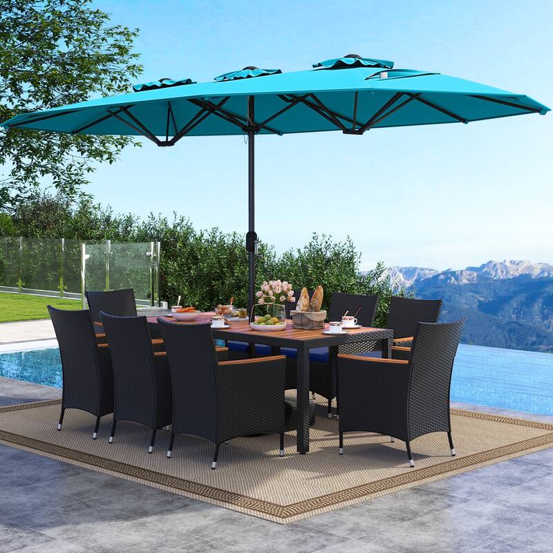 Costway 11 PCS Patio Wicker Dining Set with Double-Sided Outdoor - See Details