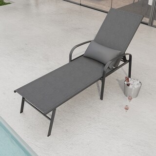Steel Frame Outdoor Patio Lounge Chair, Beach Chairs with Pillow ...