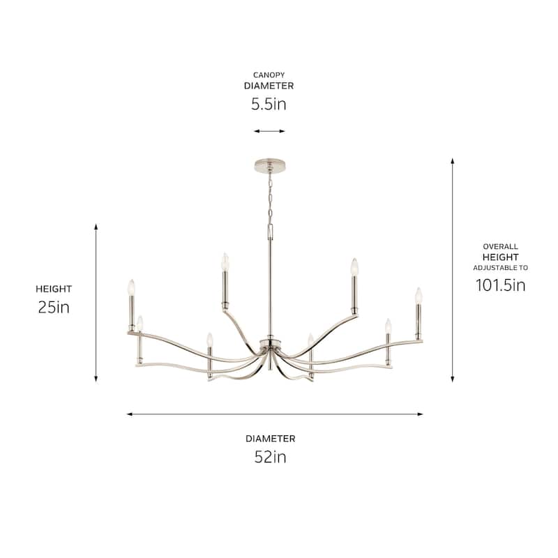 Kichler 52697 Malene 8 Light 52" Wide Taper Candle Style Chandelier