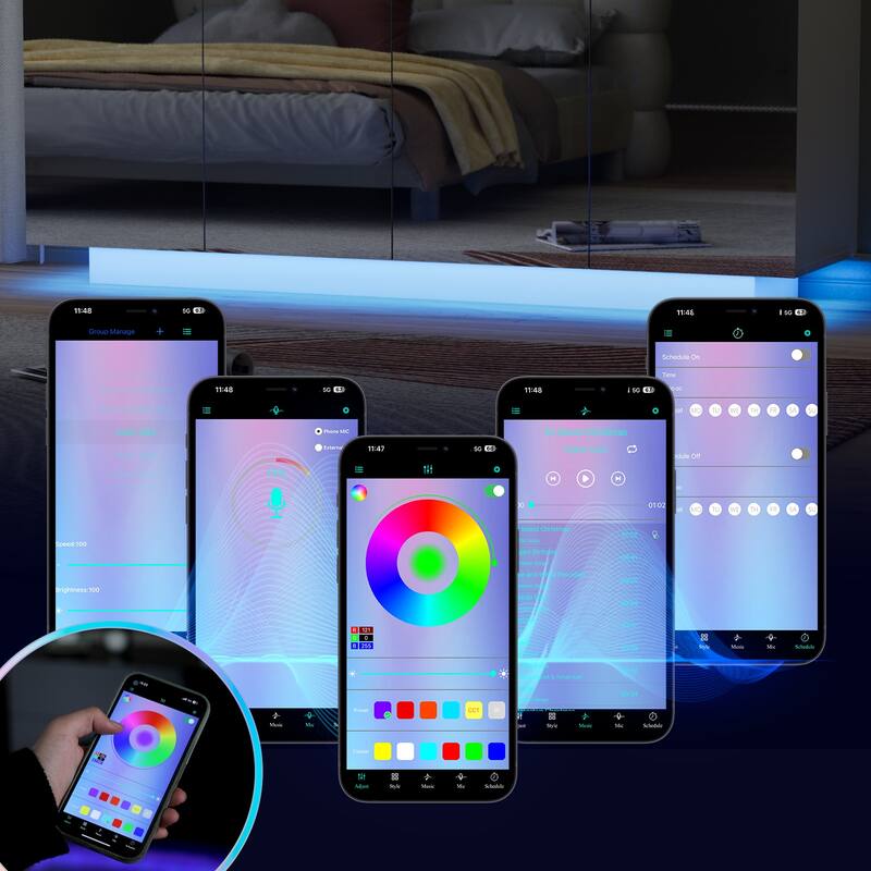 LED Illuminated Mirror 4 Doors Cabinet Modern Smart Storage Cabinet