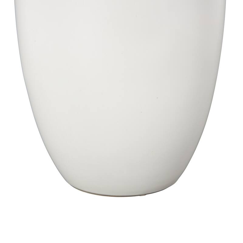 White Ceramic Sleek Amphora Decorative Vase with Scroll Handles