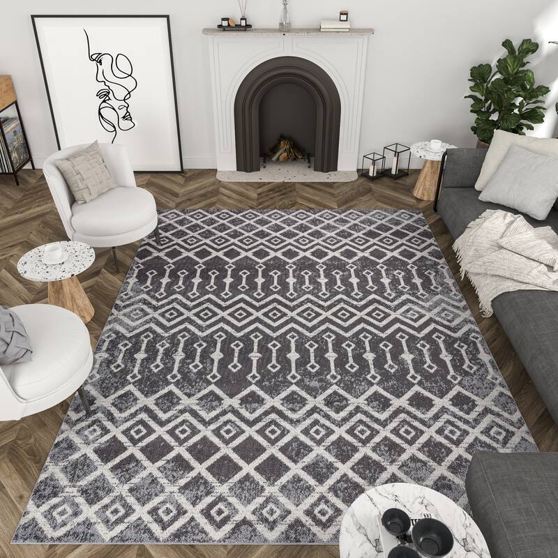 Gematria Moroccan Geometric Indoor Area Rug