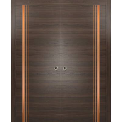 French Double Pocket Doors 36x80 Planum 1010 Chocolate Ash Kit Trims Rail