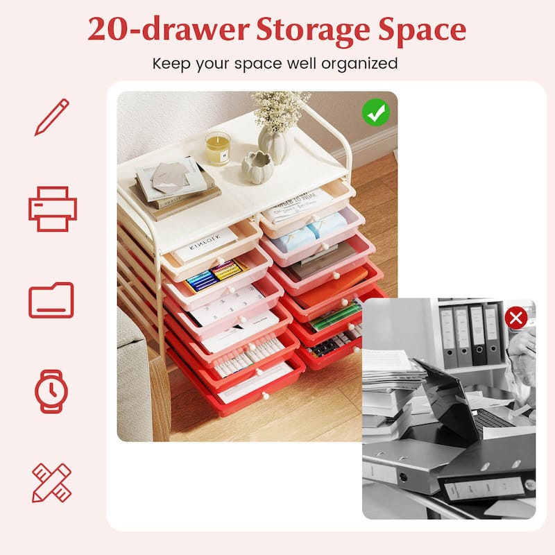Costway 12 Drawers Rolling Cart Storage Scrapbook Paper Studio - See Details