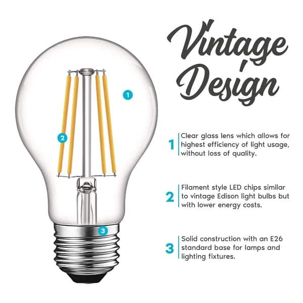 Shop Luxrite Vintage A19 Led Light Bulbs 60w Equivalent Dimmable 800 Lumens Led Edison Bulb 8w E26 Base 4 Pack On Sale Overstock 28958679