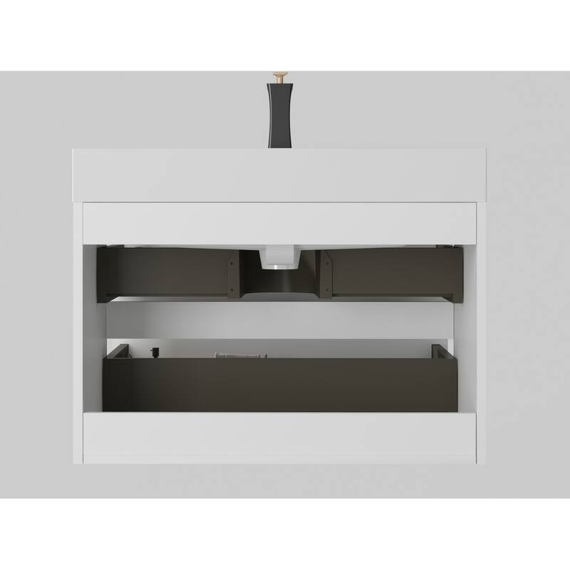30" White Bathroom Vanity with Sink, Large Storage Wall Mounted Floating Bathroom Vanity for Modern Bathroom