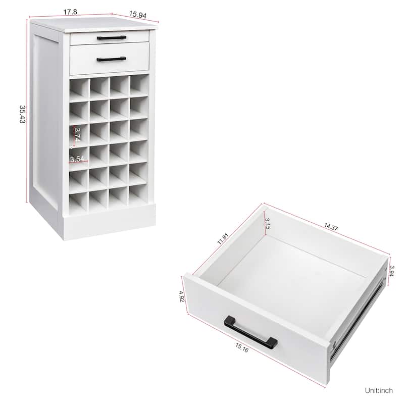 Modular Wood 24 Bottle Wine Bar Cabinet Buffet Cabinet