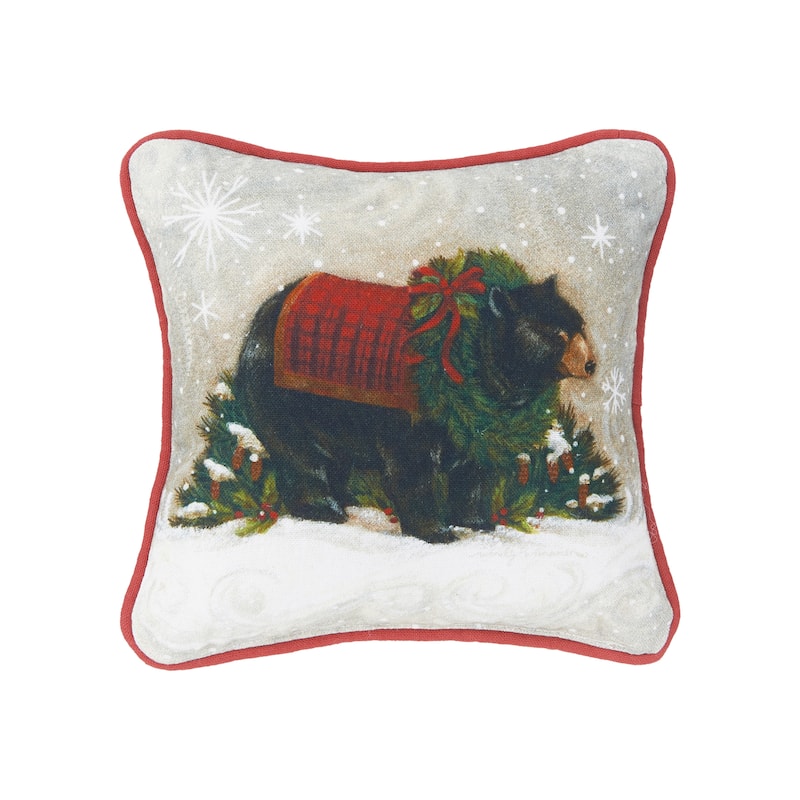 Woodland Bear Petite Printed Throw Pillow
