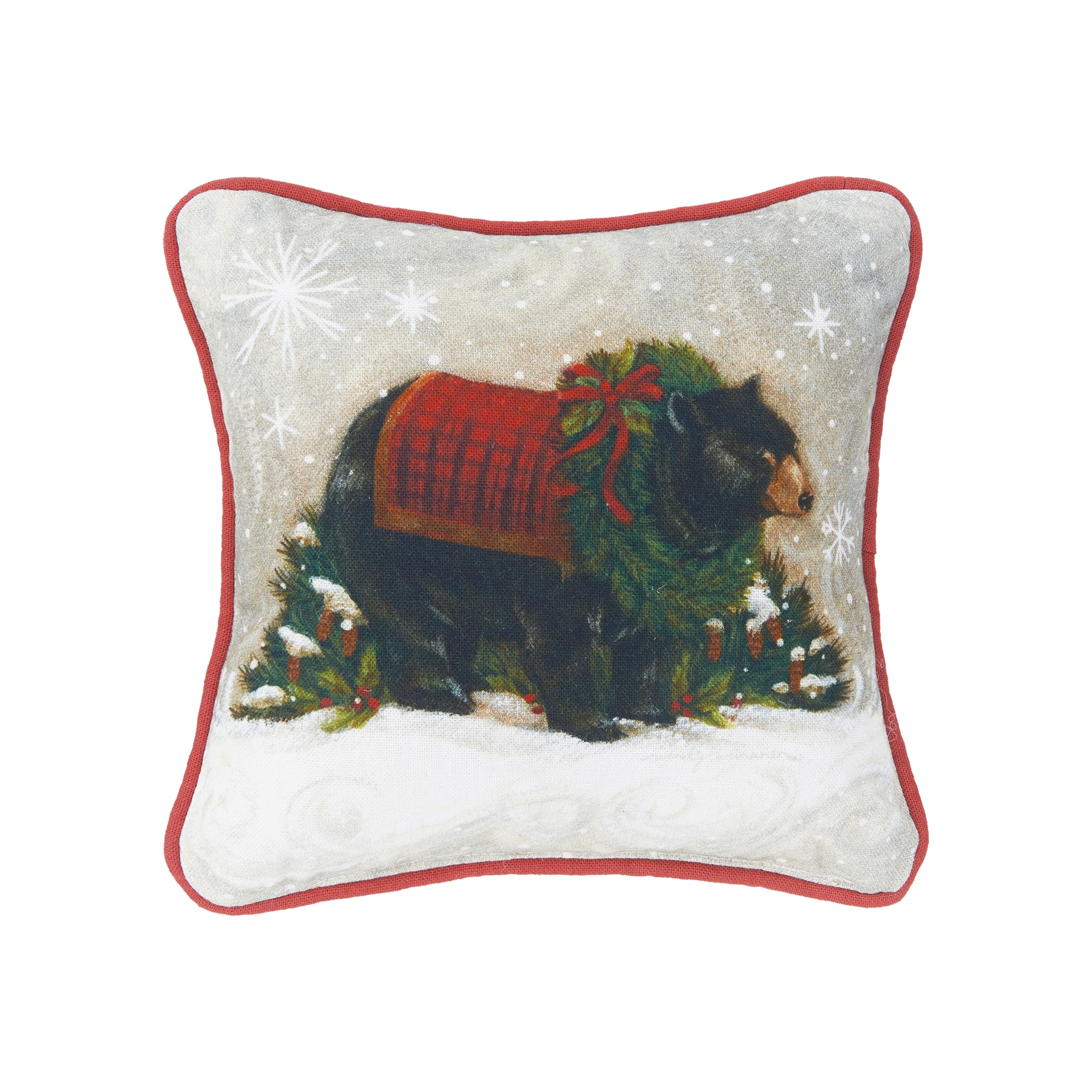 Woodland Bear Petite Printed Throw Pillow