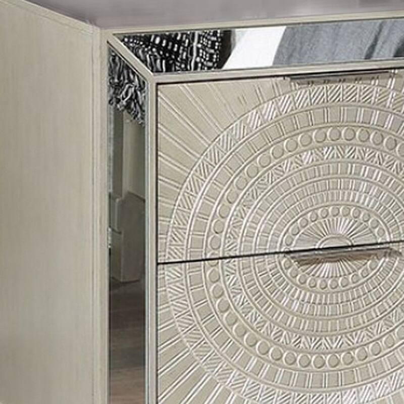 Champagne 2 Drawer 28.25 in. W Nightstand with Trimmed Edge Design