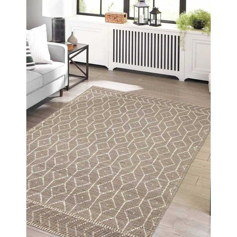 ECARPETGALLERY Braid weave Sienna Grey Wool Rug - 5'0 x 8'1