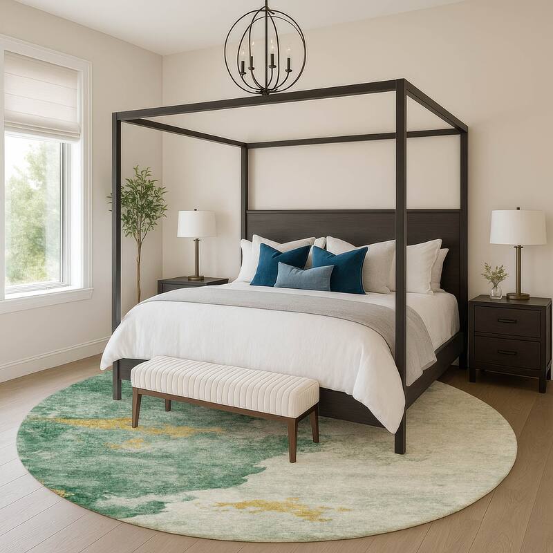 Premium Washable Super Soft Modern Storm Mayfield Rug - Emerald - 8' x 8'