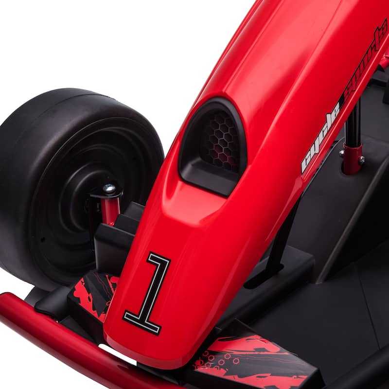 Aosom 24V 8.1 MPH Electric Go Kart, Drifting Car Battery Powered Ride on Toy Outdoor with Slow Start, Music, Horn Honking
