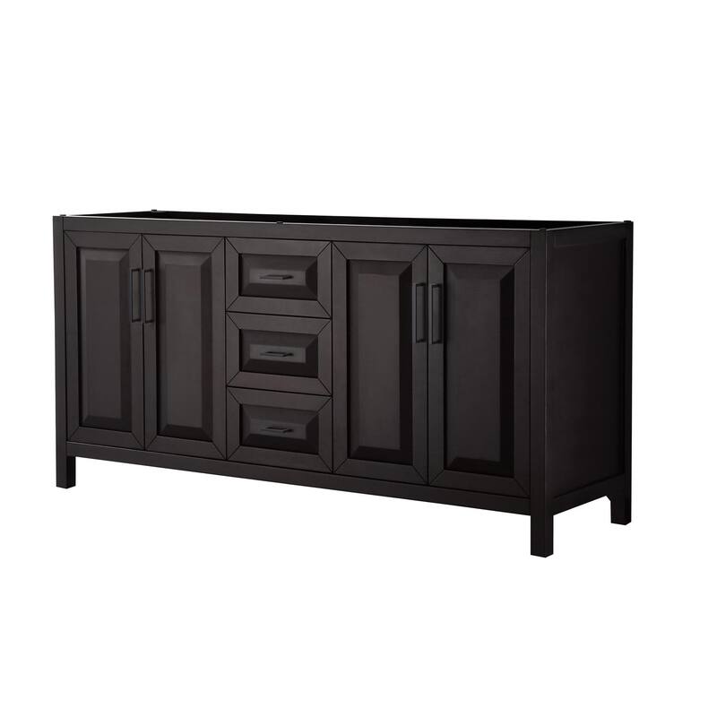 Wyndham Collection Daria 71" Double Free Standing Vanity Cabinet Only - Dark Espresso / Matte Black Hardware