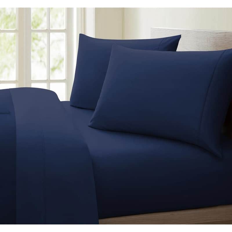 1000 Thread Count Cotton-rich Deep Pocket Sheet Set - Navy - Full