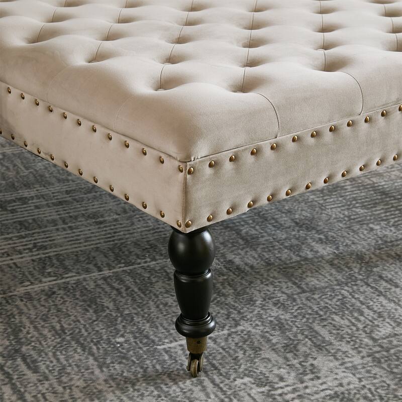 Home Soft Things Supersoft Tufted Coffee Table Ottoman - 33" x 33" x 18"