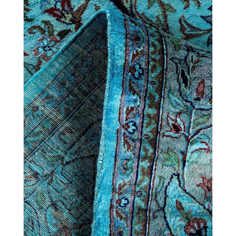 Overton Hand Knotted Wool Vintage Inspired Modern Contemporary Overdyed Blue Area Rug - 6' 0" x 9' 2"