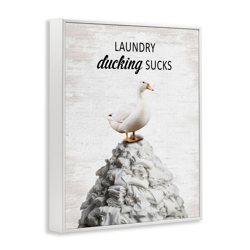 Stupell Duck & Laundry Pile Framed Giclee Art Design By Lettered and Lined