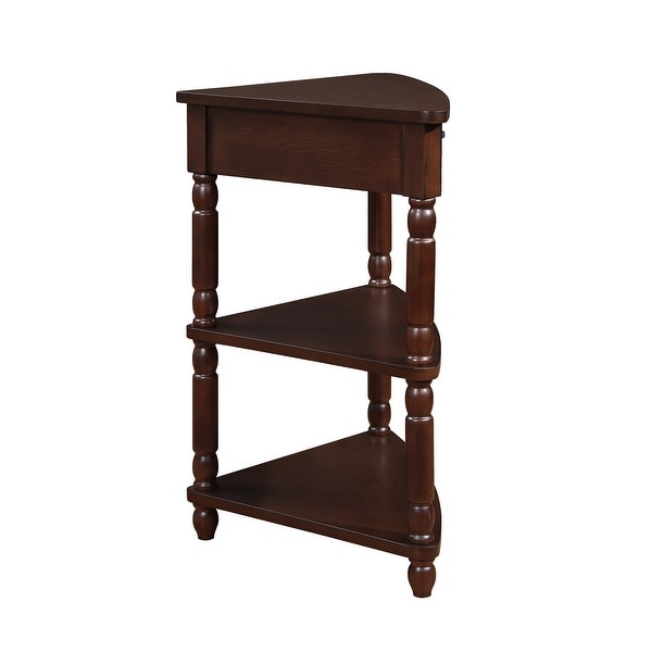 Wood Triangle Corner Side Table for Small Spaces Living Room - Bed
