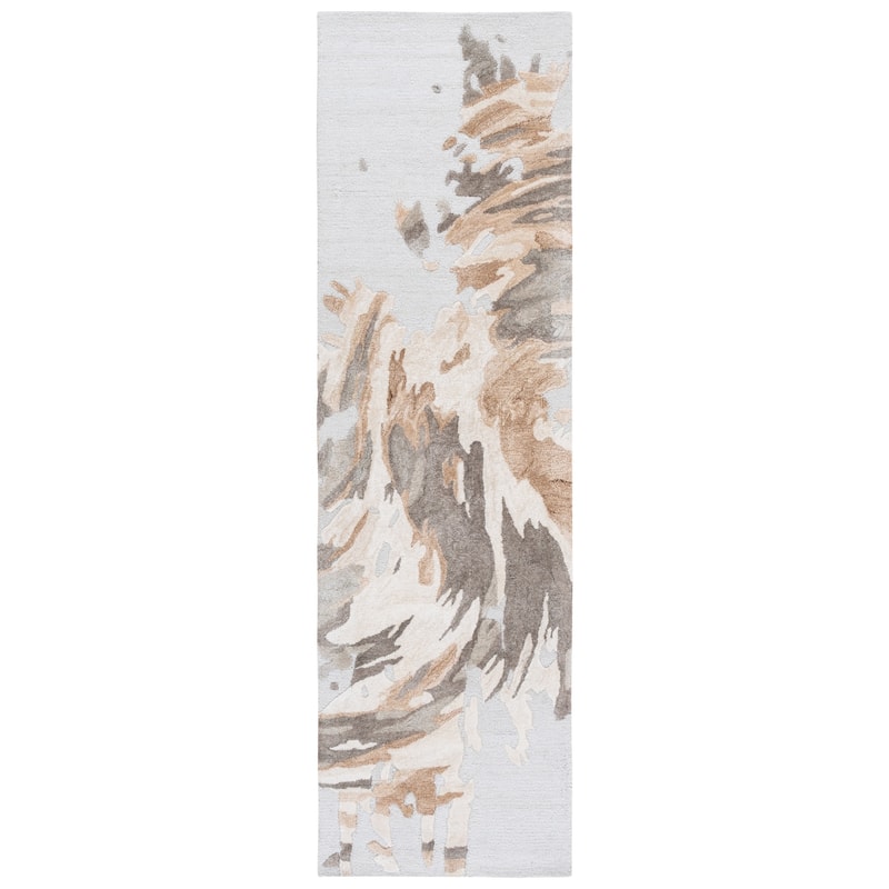 SAFAVIEH Handmade Fifth Avenue Anneros Mid-Century Modern Wool Rug - 2'3" x 8' Runner - Beige/Taupe