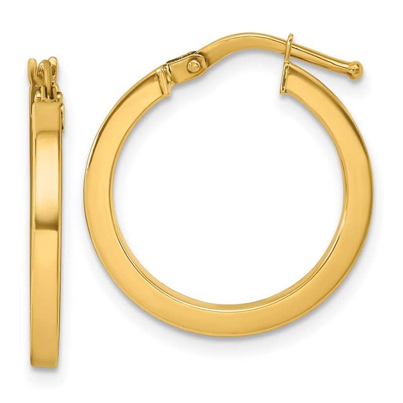 Curata 14k Yellow Gold Polished Square Tube Hoop Earrings - 20.5x19.8mm