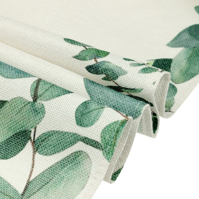 Table Runner, Green Leaf Farmhouse Burlap Dining Table Decorations - 13x71 Inch
