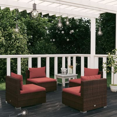 vidaXL Patio Lounge Set Outdoor Sectional Sofa Set Table Garden Poly Rattan