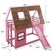 preview thumbnail 3 of 23, Cozy and Fun Wood Twin Size House Bunk Bed with Window Roof Shape Design with Ladder and Climbing Ramp