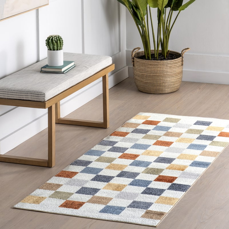 Nuloom Naya SpinClean Checkered Machine Washable Area Rug - 2' 8" x 6' - Multicolor - Rectangle