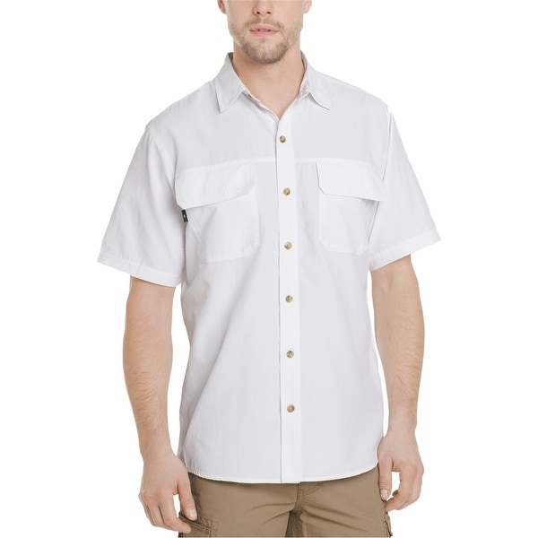 G.H. Bass & Co. Mens Explorer Sportsman Button Up Shirt, White, Small ...
