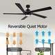 preview thumbnail 3 of 12, WINGBO 64 Inch DC Ceiling Fan with Lights and Remote Control, 5 Reversible Carved Wood Blades