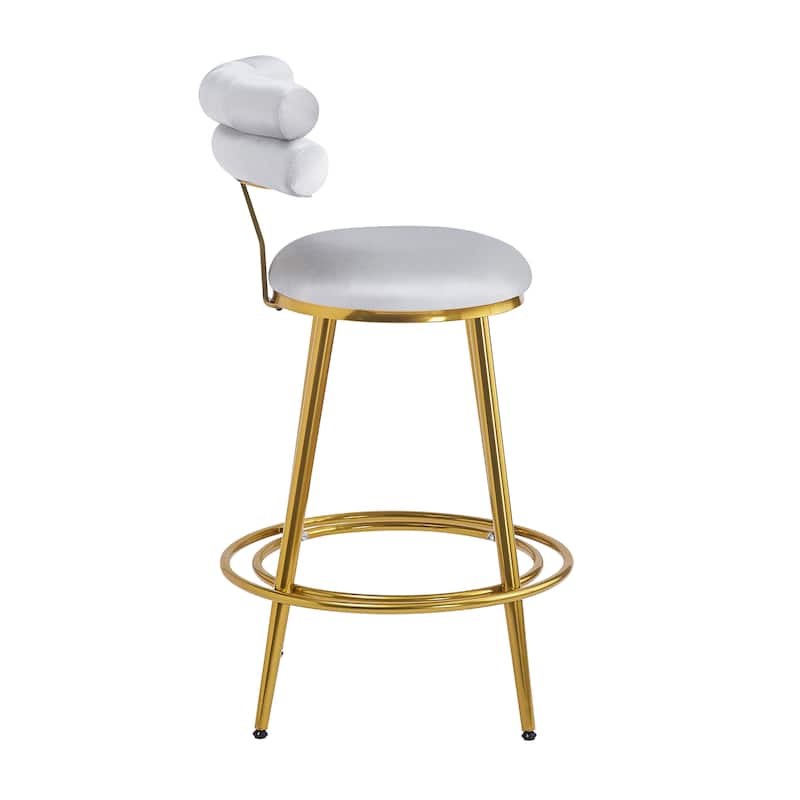 Modern Counter Height Chairs Round Velvet Bar Stools Set of 2
