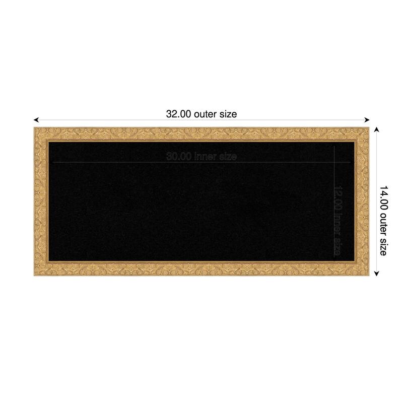 Lila Gold Wood Framed Cork Board - Bulletin Board, Organization Board, Pin Board - Black - 32 x 14 in