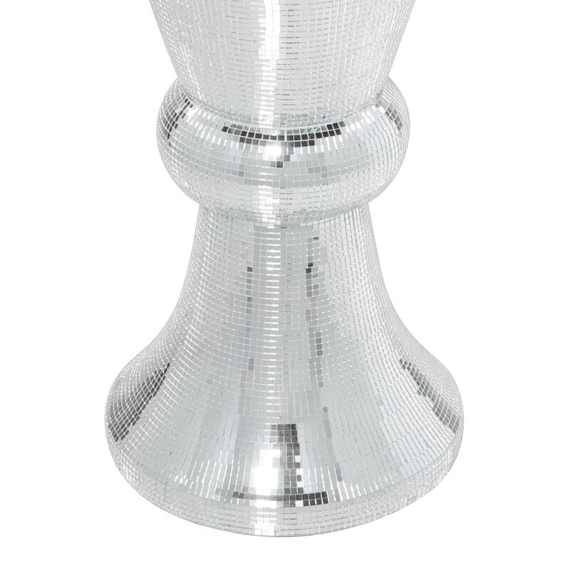 Silver Polystone Glam Vase with Mosaic Mirror Inlay