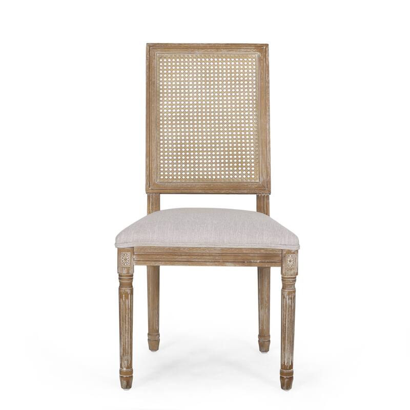 Rustic Set of 2 Bar Stools with Rattan Backrest Foam Cushioned Seat, Solid Wood Frame for Kitchen Island Bar Dining Room