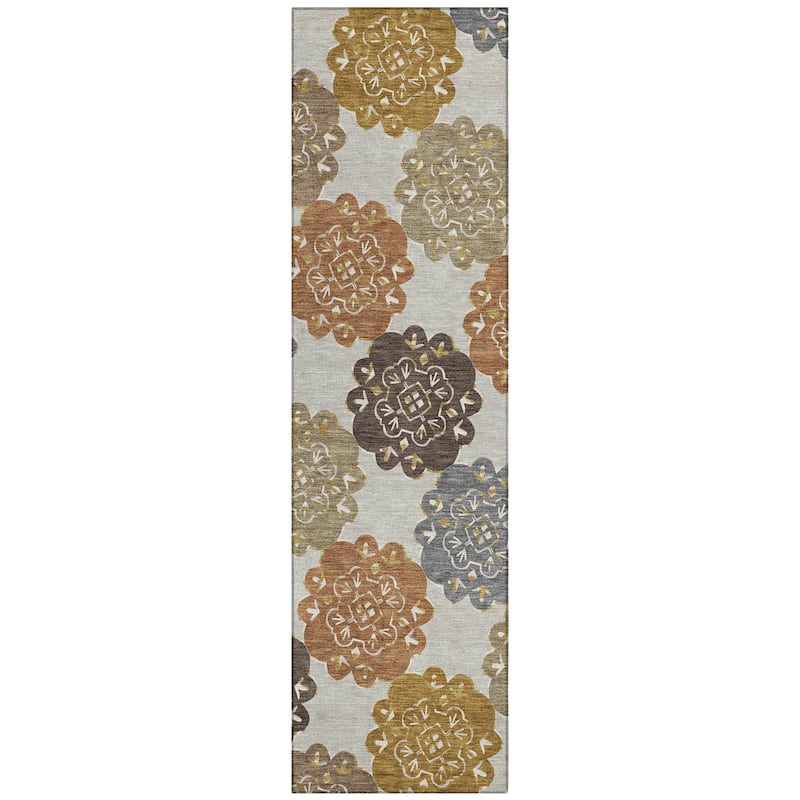 Machine Washable Indoor/ Outdoor Global Motif Chantille Rug