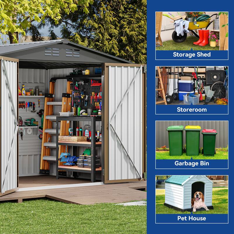 Moasis 8 ft. W x 6 ft. D Steel Storage Shed