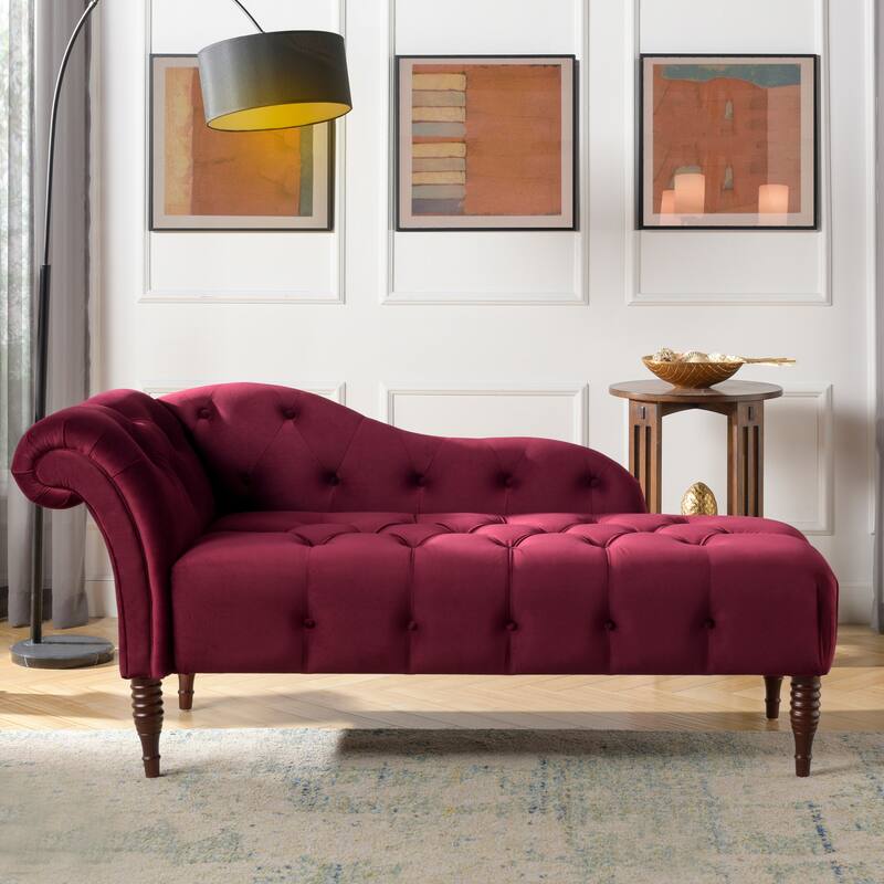 Carson Carrington Hockerum Velvet Right Arm Facing Tufted Chaise Lounge